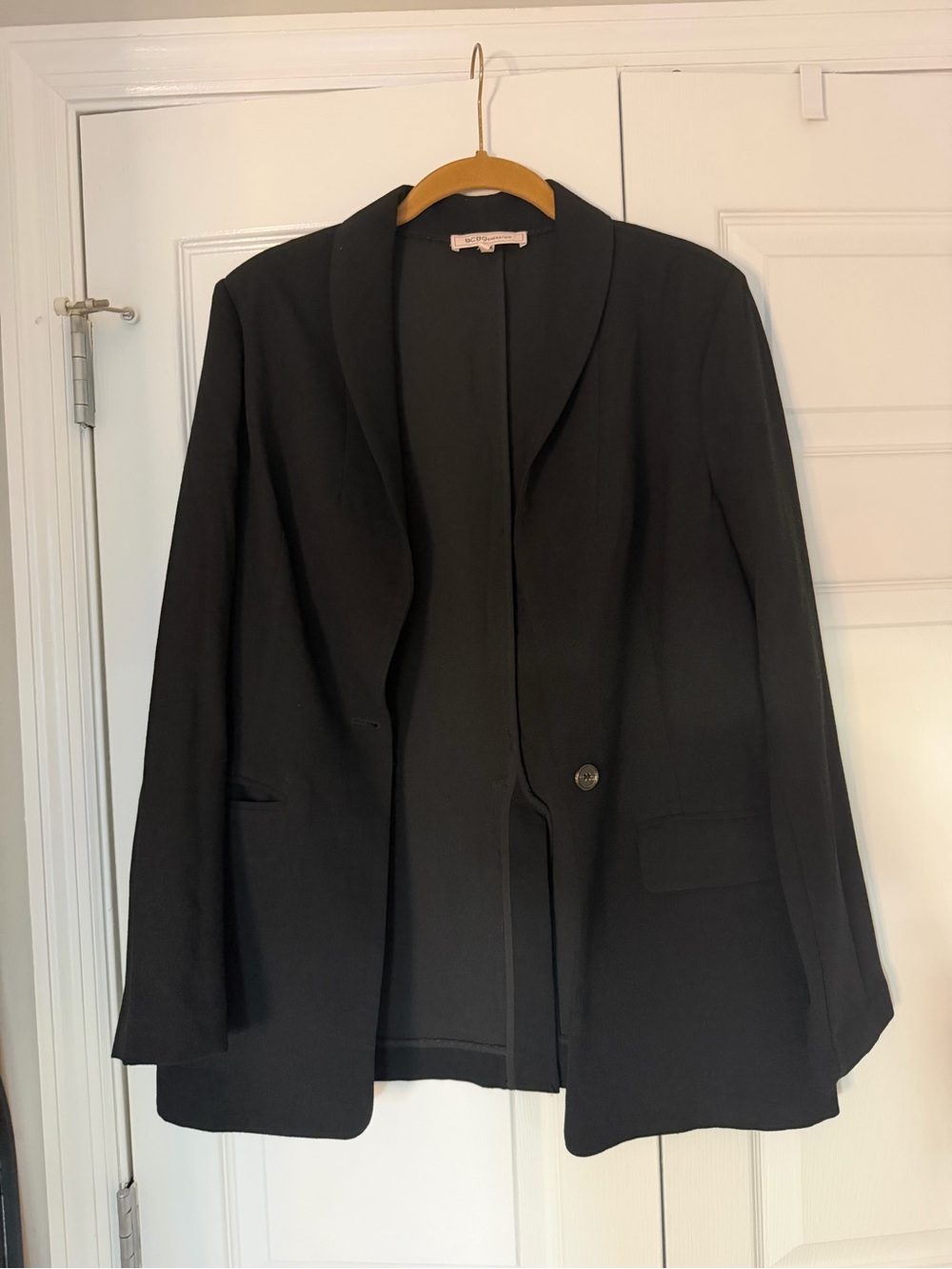 BCBG Black Single-Button Open-Front Blazer